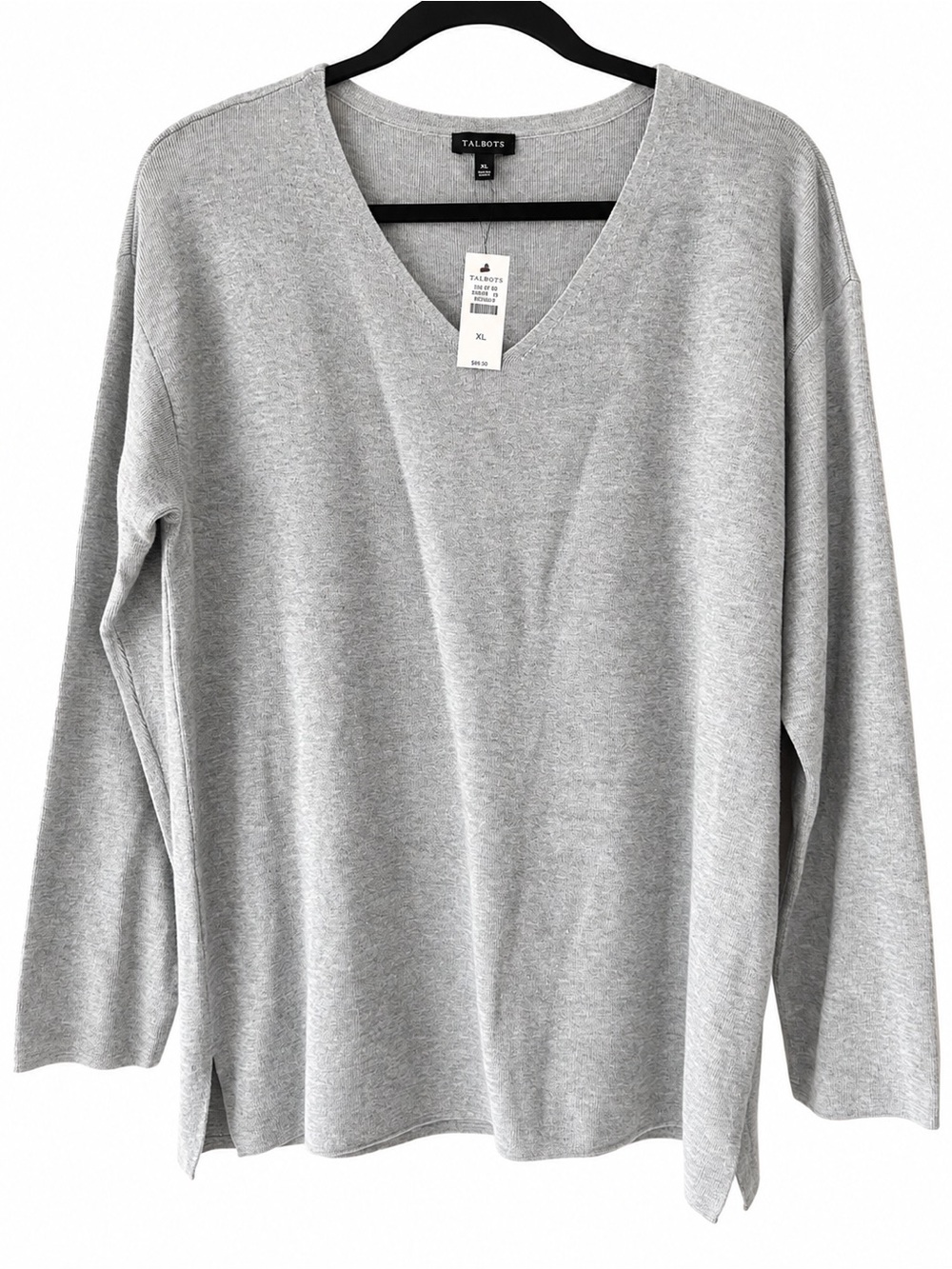 Talbots NWT Gray V-Neck Sweater Pullover Size XL